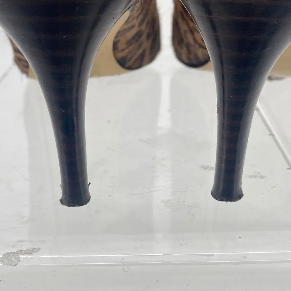 Banana Republic Genuine Calf Hair Pumps Animal Print Leopard Heels Brown Tan‎ 7